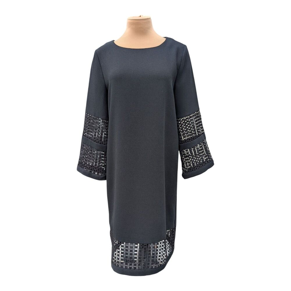 Marie Oliver Cut Out Boxy Dress Women's Small Black Elegant Classy Career EUC